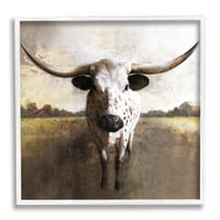 17, upečatljiva goveda Longhorn, topla sunčeva svjetlost, trava na farmi, uokvirena zidna umjetnost, 17, dizajn