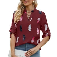 Ženske ljetne majice plus size, modni vrhovi s izrezom u obliku slova A i printom perja, labavi vrhovi, košulje za zabave, popusti