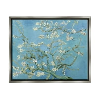 Cvijeće badema Vincent Van Gogh klasična slika drvo cvjeta, slika svjetlucavo sivo, platno s plutajućim okvirom, zidna umjetnost