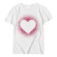 Ženska majica za Valentinovo sa slatkim printom iz crtića ljubav, majice za trčanje s okruglim vratom, pamučne majice dugih rukava