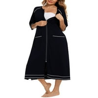 Ženska ljetna haljina za trudnice u donjem rublju duga haljina s patentnim zatvaračem kratkih rukava s prorezom pidžama za odmor