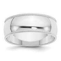 10K ugravirani polukružni prsten od bijelog zlata u finozrnatoj boji