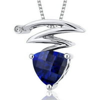 1. CT trilijun rez stvorio je plavu ogrlicu sa safirskom privjeskom u srebrom sterlinga, 18