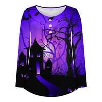 Ženska odjeća za Noć vještica s grafičkim uzorkom, bluze s okruglim vratom s printom, košulje Plus veličine, opremljeni odjevni top