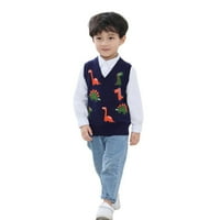 Pleteni pulover za dječake prsluk dječji pulover za studente s izrezom u obliku slova u