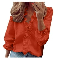 Rasprodaja, Ženske casual majice s izrezom u obliku slova A i dugim rukavima, široke košulje, Ženska odjeća plus veličine u narančastoj