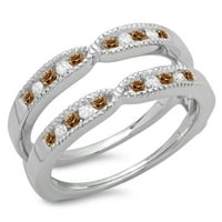 Kolekcija 0. Zaručnički prsten od šampanjca i bijelog dijamanta od 14 karata, Bijelo zlato, veličina 7,5