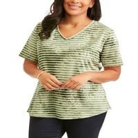 Ženska majica veličine i veličine plus s izrezom u obliku slova u obliku slova u
