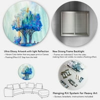 DesignArt 'plavo obojeno stablo Sažetak dojma I' Moderni krug metal zidne umjetnosti - disk od 36