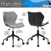Luksuzna moderna uredska stolica bez naslona za ruke ergonomska Stolna stolica na kotačima, izdržljiva uredska stolica za stan, siva