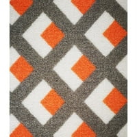 Moderna prostirka za dnevni boravak u Nukliznoj podlozi i geometrijskom sivo-narančastom rešetkastom uzorku