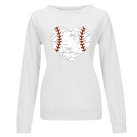 Lagana Ženska majica s printom bejzbolskog srca ležerni pulover s okruglim vratom dugih rukava široka košulja lagani vrhovi Plišana