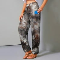 Ženske modne hlače s patentnim zatvaračem s printom, Ležerne prozračne hlače s bočnim džepovima