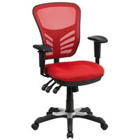 Višenamjenska uredska rotirajuća ergonomska izvršna stolica sa srednjim naslonom od crvene mreže s podesivim naslonima za ruke