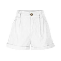 Ženske kratke hlače ispod 5 USD, jednobojne kratke hlače s džepovima, bijele sportske kratke hlače, veličina 2 inča