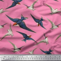 Plava Rajonska Tkanina s otiskom ptice leteći djetlić tkanina za šivanje širine dvorišta