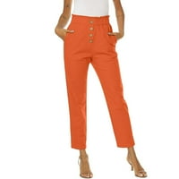 + Ljetne ženske Ležerne jednobojne kratke hlače visokog struka s ravnim nogavicama, ukrašene gumbima, labavog kroja, labavog kroja