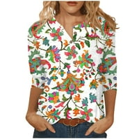 Ljetna majica s rukavima s uzorkom pejzažne slike, ženski Top, majica s rukavima od tri četvrtine, majica s okruglim vratom, e-mail