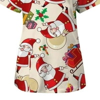 Sretan Božić majica za žene Božićni elementi Ležerne majice kratkih rukava s okruglim vratom bluza