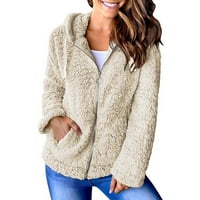Ženski zimski kaputi jednobojna kapuljača s džepom casual modni kaputi s patentnim zatvaračem