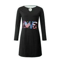 Modne haljine, modni pulover s dugim rukavima s printom mala ljubav, labava ženska suknja s izrezom u obliku slova A, Crna u obliku