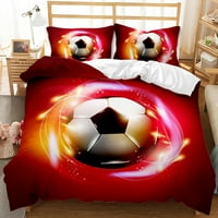 Posteljina s nogometnim sportskim uzorkom, 3-dijelni set posteljine, udobna ragbi deka, setovi posteljine u veličini, poplun i jastučnice