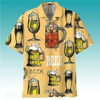 Smiješna majica za muškarce s printom piva muška odjeća kratkih rukava ulična moda muška košulja na kopčanje s reverom široka majica
