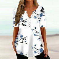 Ženske ljetne majice širokog kroja, rasprodaja, ženski ljetni casual široki Top s izrezom i printom u obliku slova U, bluze s kratkim