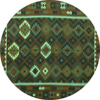 ; Unutarnji okrugli orijentalni tirkizno plavi tradicionalni tepisi, promjera 5 inča