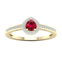 Imperijalni dragulj 10k žuto zlato kruška Ruby Ct TW Diamond Halo Ženski prsten