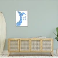 Stupell Industries Beach molim plava sirena repna mandala uzorka slika bijela uokvirena umjetnička print zidna umjetnost, dizajn