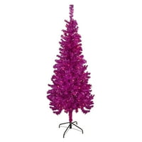 Prethodno osvijetljena ružičasta umjetna šljokica božićnog drvca jasno osvjetljava stabljiku