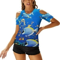 Podvodni morski život riba voda Ocean morska riba Ženska majica kratkih rukava majica bez ramena majica bluza vrhovi