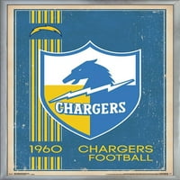 Los Angeles Chargers - zidni poster s retro logotipom, 22.375 34
