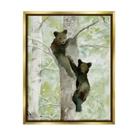 Stupell medvjedini penjački stablo prirode životinje i insekti slikaju zlatni plutač uokviren umjetnički print zidna umjetnost