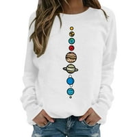 2 puloveri s okruglim vratom, majice za žene, Print, Dugi rukav, labav kroj, Ženska majica, Ženske dukserice, bijela, Veličina