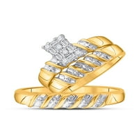 14k dijamantna princeza od žutog zlata, ženski prsten od okruglog dijamanta, zaručnički prsten