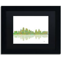 Zaštitni znak likovna umjetnost Kansas City Missouri Skyline Canvas Art by Marlene Watson Black Matte, crni okvir