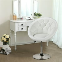 Alden Design Modern Tufted podesiva okretna stolica za okretni naglasak, bijela fau koža