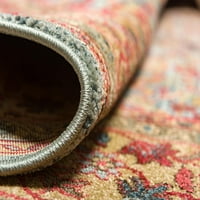 Klasični orijentalni tradicionalni francuski tepih u stilu vikendice zamršenog dizajna, svijetloplava Bež