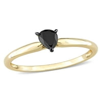 Carat T.W. Crni dijamant 14KT žuto zlato suza crni rodij zaručnički prsten pasijansa