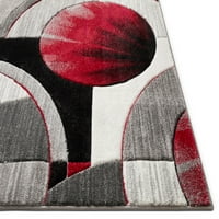 Dobro tkani rubin Yolo moderni suvremeni crveno sivi apstraktni oblik 2 '7' trkač prostirka prostirka
