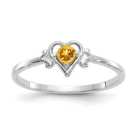 Prsten u obliku srca od netaknutog zlata s karatnim bijelim zlatom i citrinom