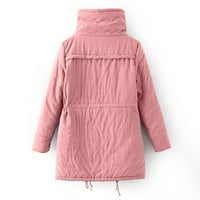 + / Ženski modni zimski kaputi jednobojni ležerni Kaputi dugih rukava s reverima s gumbima džepovi kaput Plus jakna od flisa gornja
