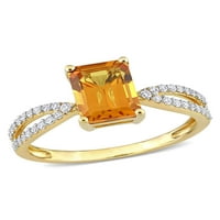 1- Carat T.G.W. Madeira Citrine i Carat T.W. Dijamantni 14KT zaručnički prsten žutog zlata