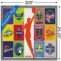 Trendovi International WNBA - Poster za zid logotipa 24.25 35.75 .75 Barnwood uokvirena verzija