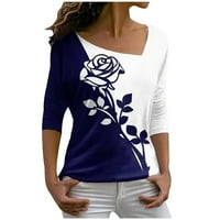 Ženske majice plus size, ženske Ležerne majice s tiskanim izrezom u obliku slova U i dugim rukavima, široke majice s cvijećem, bluze,