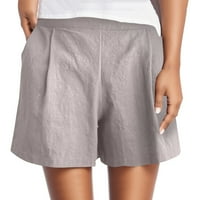 Kratke hlače za žene s džepovima, visokog struka, Ležerne, udobne, elastične, jednobojne, labave, s džepovima, kratke hlače za žene