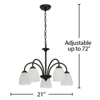 Rasvjeta alu tradicionalni metalni Brončani luster s 5 žarulja, utrljan uljem, uključena LED svjetiljka