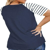 Ženske plus veličine Osnovne tunične bluze prugaste košulje Raglan majice Kratki rukavi Ljetni vrhovi za žene